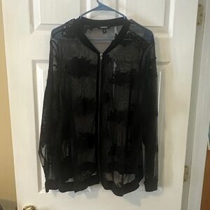 Torrid Black Sheer Bomber Jacket